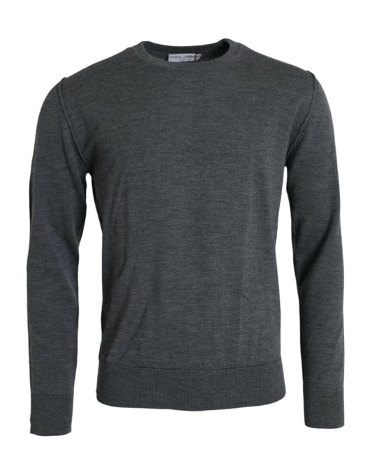  - Dark Gray Wool Crew Neck Pullover Sweater