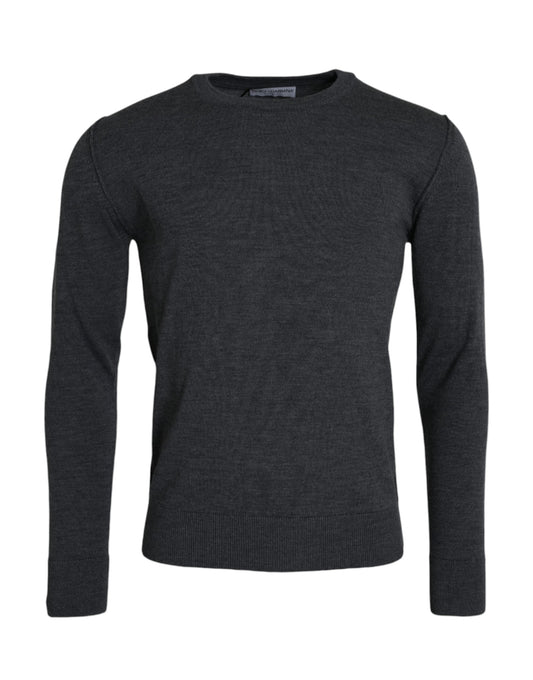  - Dark Gray Wool Crew Neck Pullover Sweater