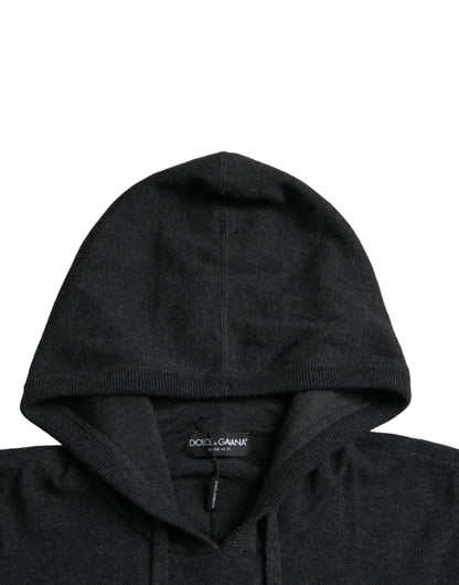 Dark Gray Cashmere Hooded Pullover Sweater - The Luxe Alliance