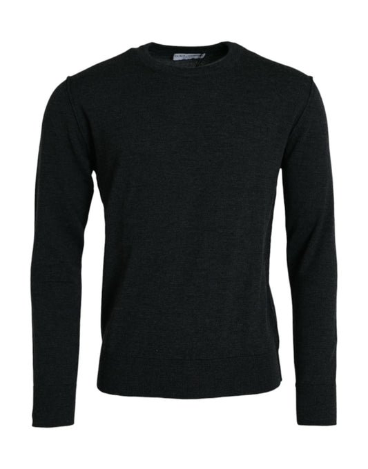  - Dark Gray Wool Crew Neck Pullover Sweater