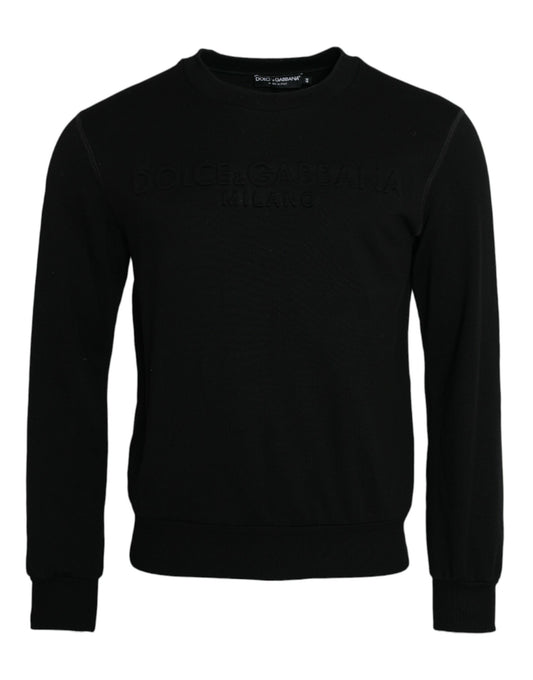  - Black Cotton Long Sleeves Sweatshirt Sweater