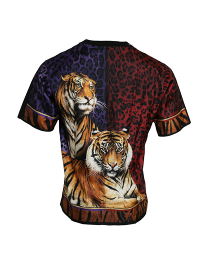  - Multicolor Tiger Print Cotton Short Sleeves T-shirt