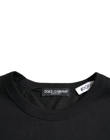  - Black #DGFamily Cotton Crew Neck T-shirt