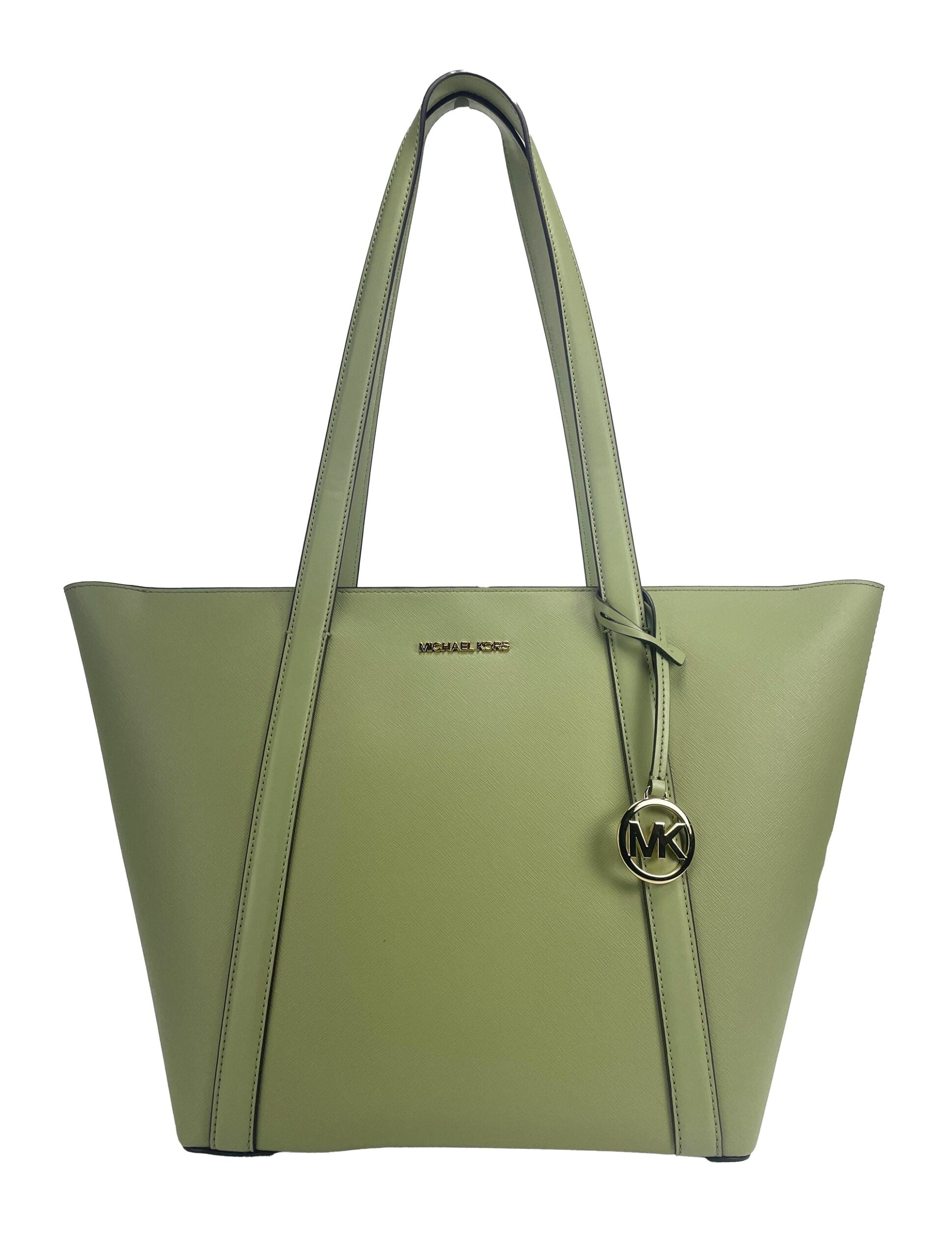 Michael Kors Large Pratt Shoulder Zip Tote Bag in Light Sage