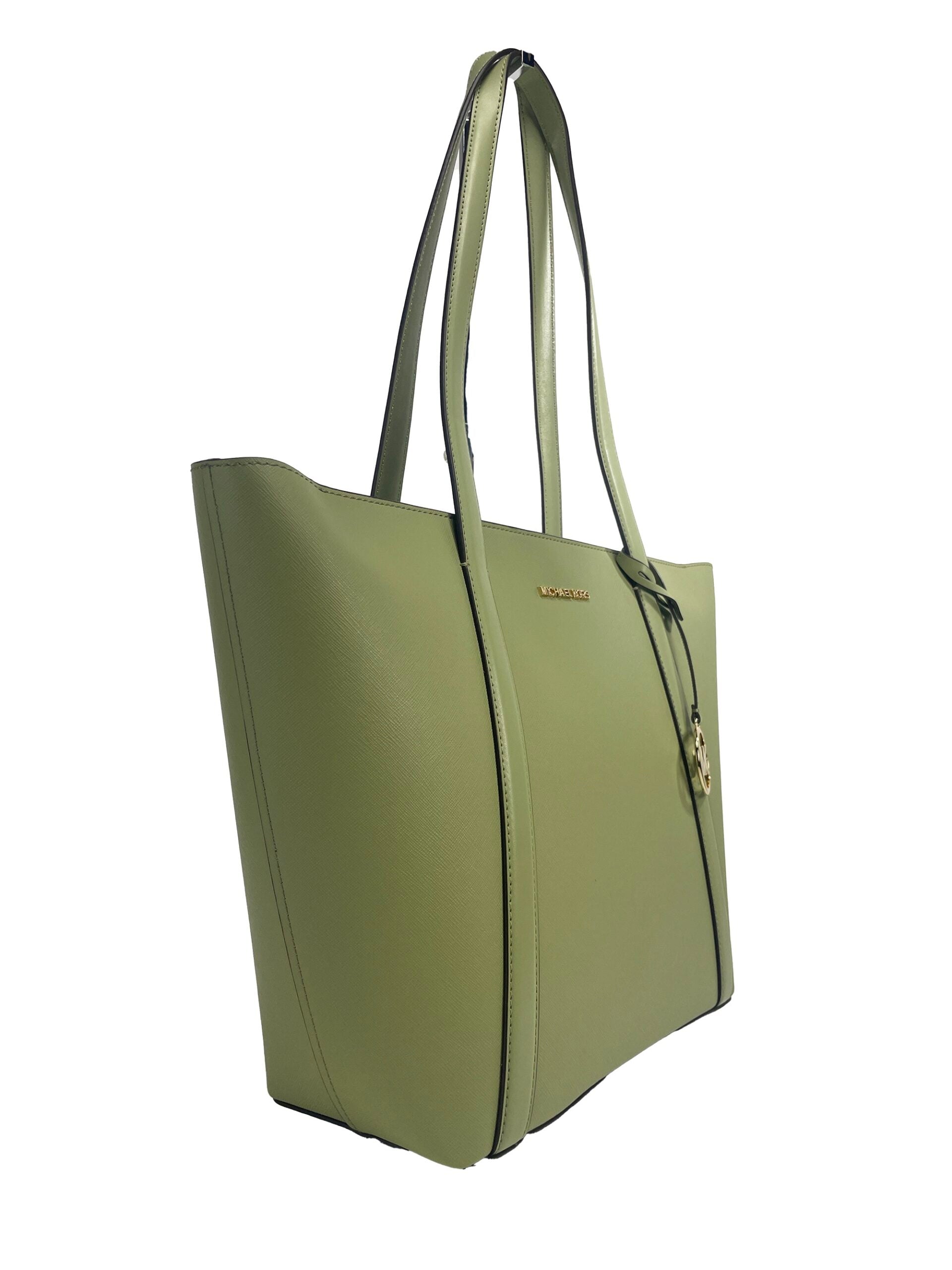 Michael Kors Large Pratt Shoulder Zip Tote Bag in Light Sage