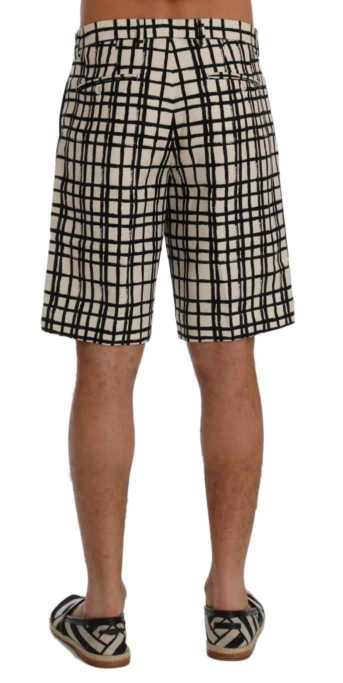  - Elegant Striped Cotton-Linen Shorts