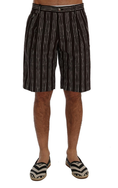  - Bordeaux Striped Cotton Knee High Shorts