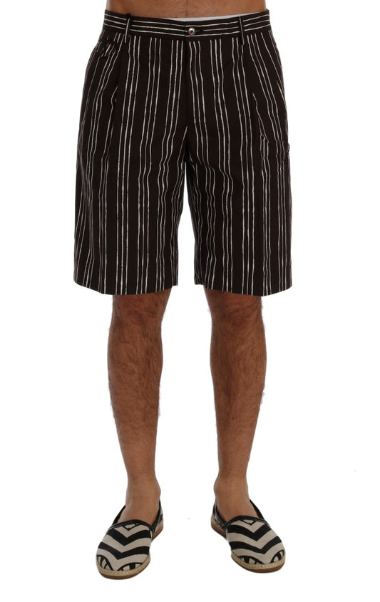  - Bordeaux Striped Cotton Knee High Shorts