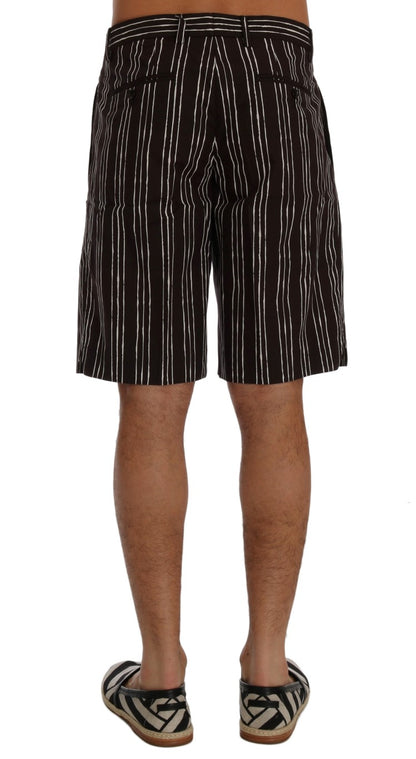  - Bordeaux Striped Cotton Knee High Shorts