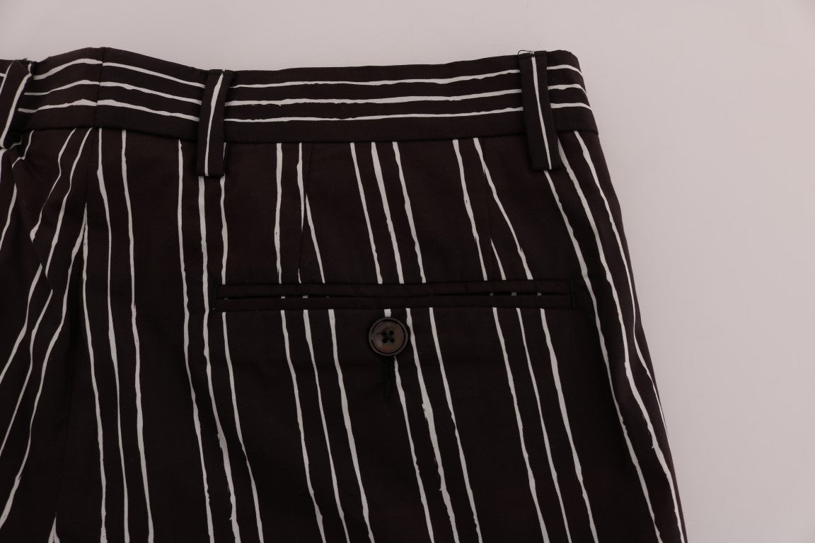  - Bordeaux Striped Cotton Knee High Shorts