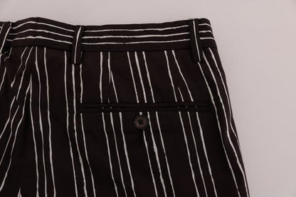  - Bordeaux Striped Cotton Knee High Shorts