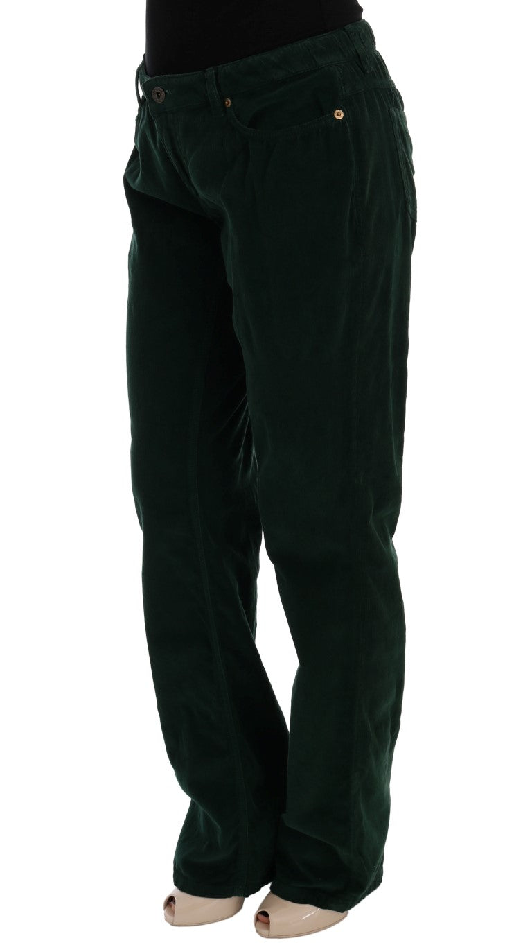  - Elegant Green Cotton Blend Trousers