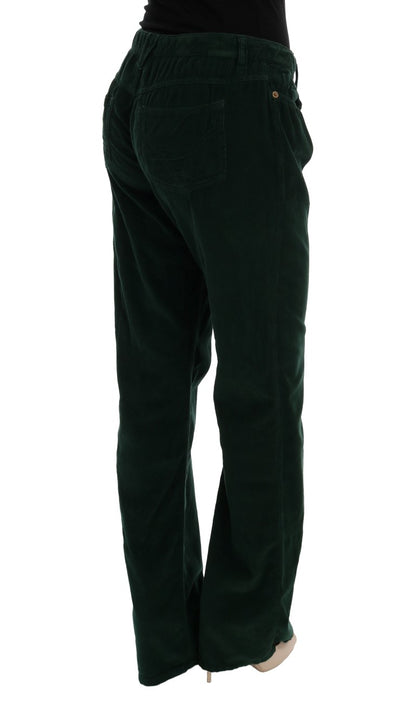  - Elegant Green Cotton Blend Trousers