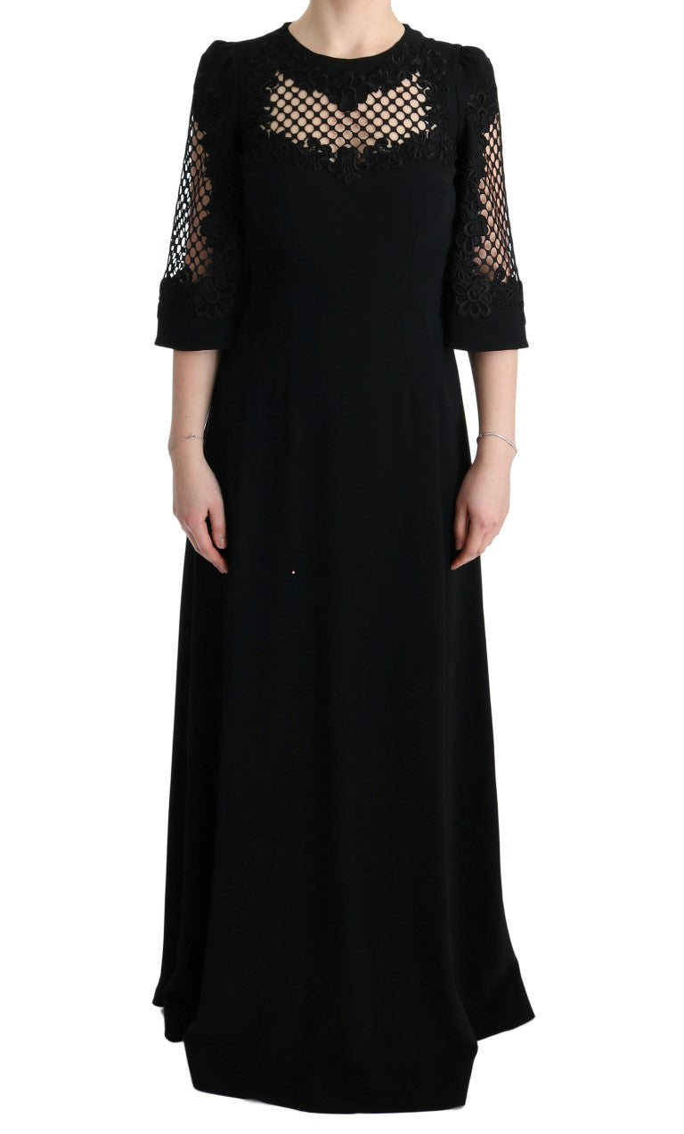  - Elegant Black Floral Maxi Dress