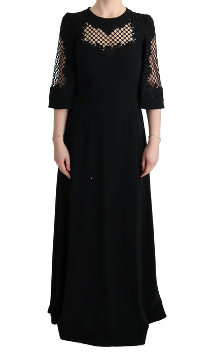  - Elegant Black Floral Maxi Dress