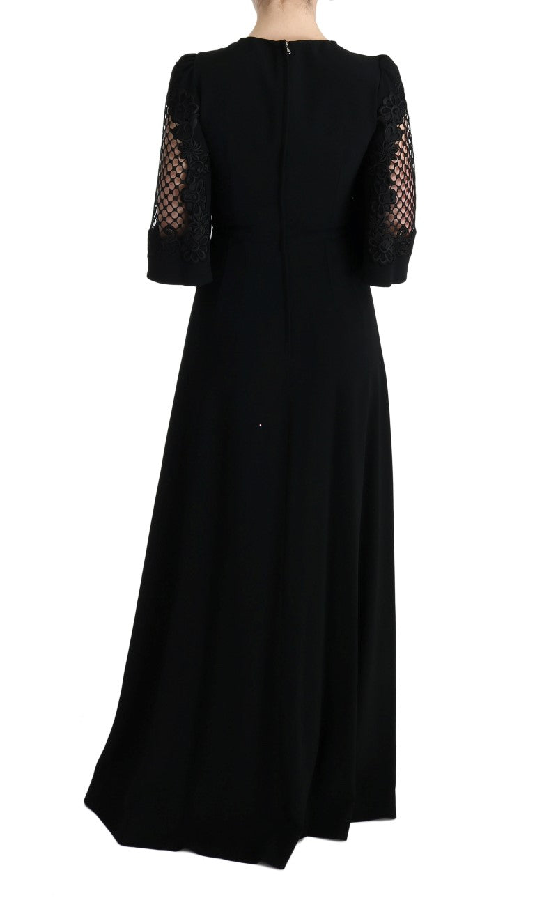  - Elegant Black Floral Maxi Dress