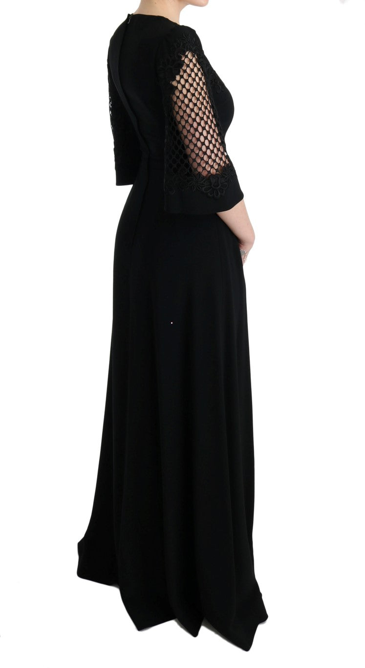  - Elegant Black Floral Maxi Dress