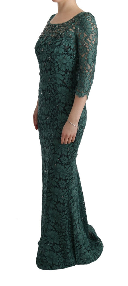  - Elegant Green Crystal Embellished Sheath Dress