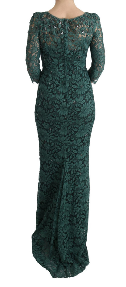  - Elegant Green Crystal Embellished Sheath Dress