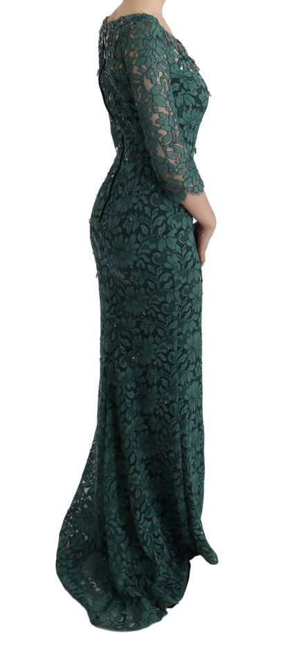  - Elegant Green Crystal Embellished Sheath Dress