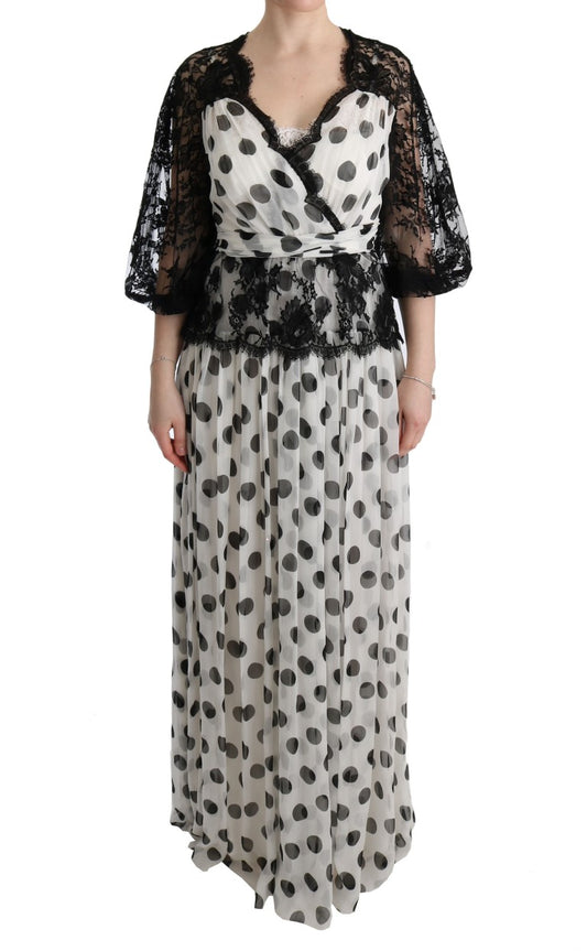  - Elegant Polka Dotted Full Length Gown