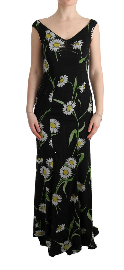  - Sunflower Print Full Length Sheath Dress