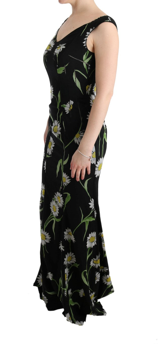  - Sunflower Print Full Length Sheath Dress