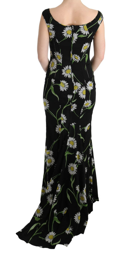  - Sunflower Print Full Length Sheath Dress