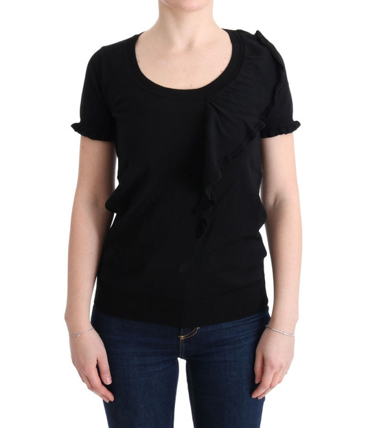  - Elegant Black Lana Wool Top