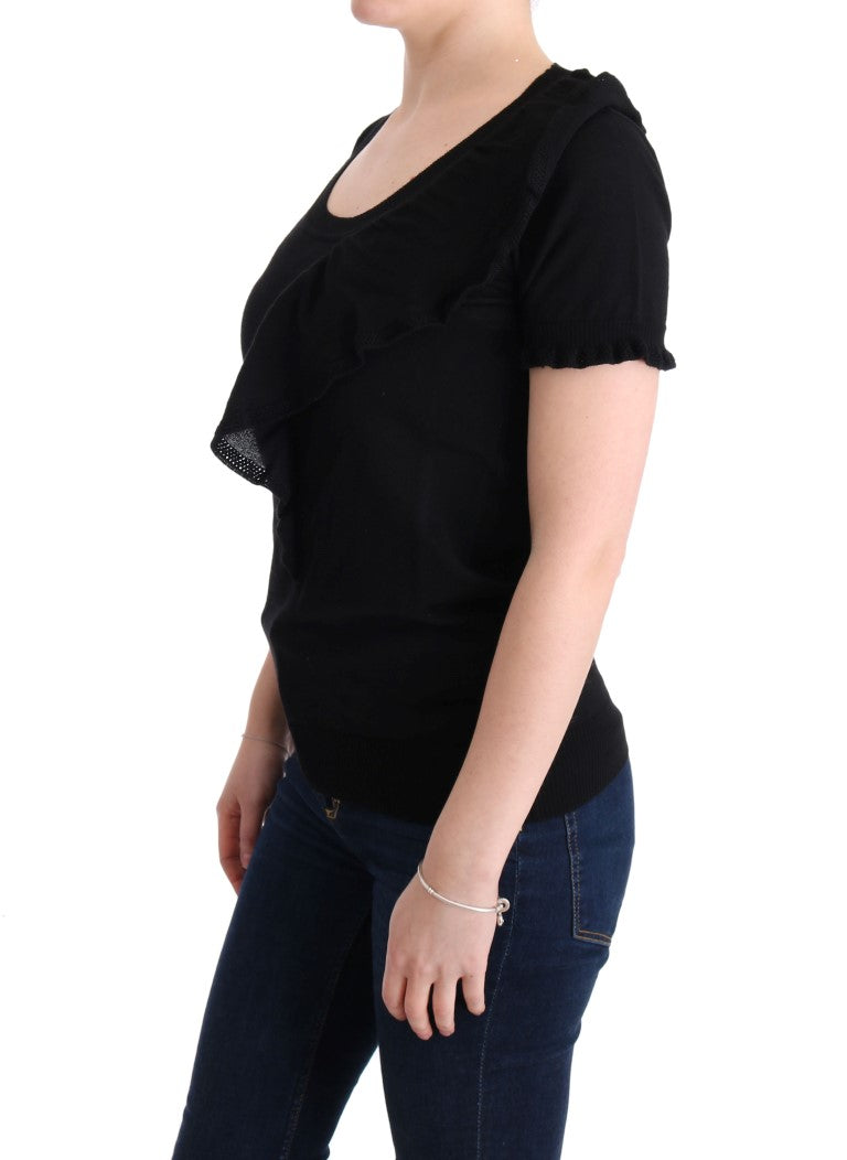  - Elegant Black Lana Wool Top