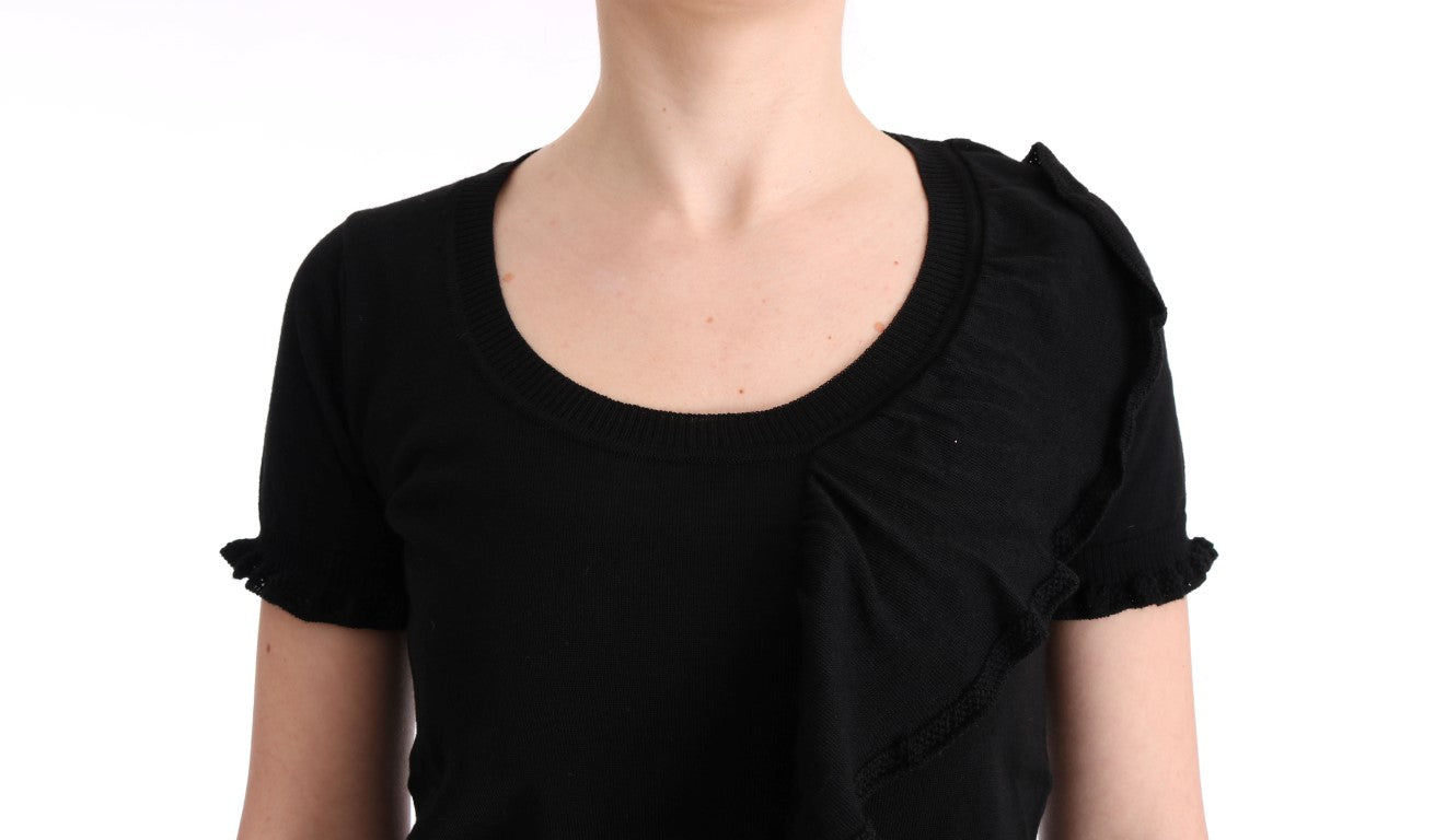  - Elegant Black Lana Wool Top