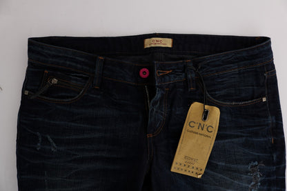  - Elegant Blue Regular Fit Cotton Jeans