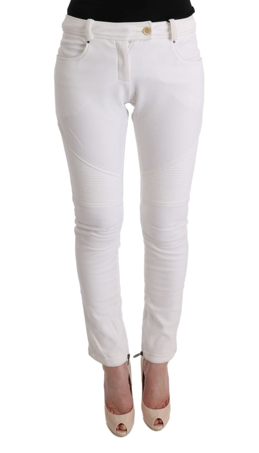  - Chic White Slim Fit Cotton Pants