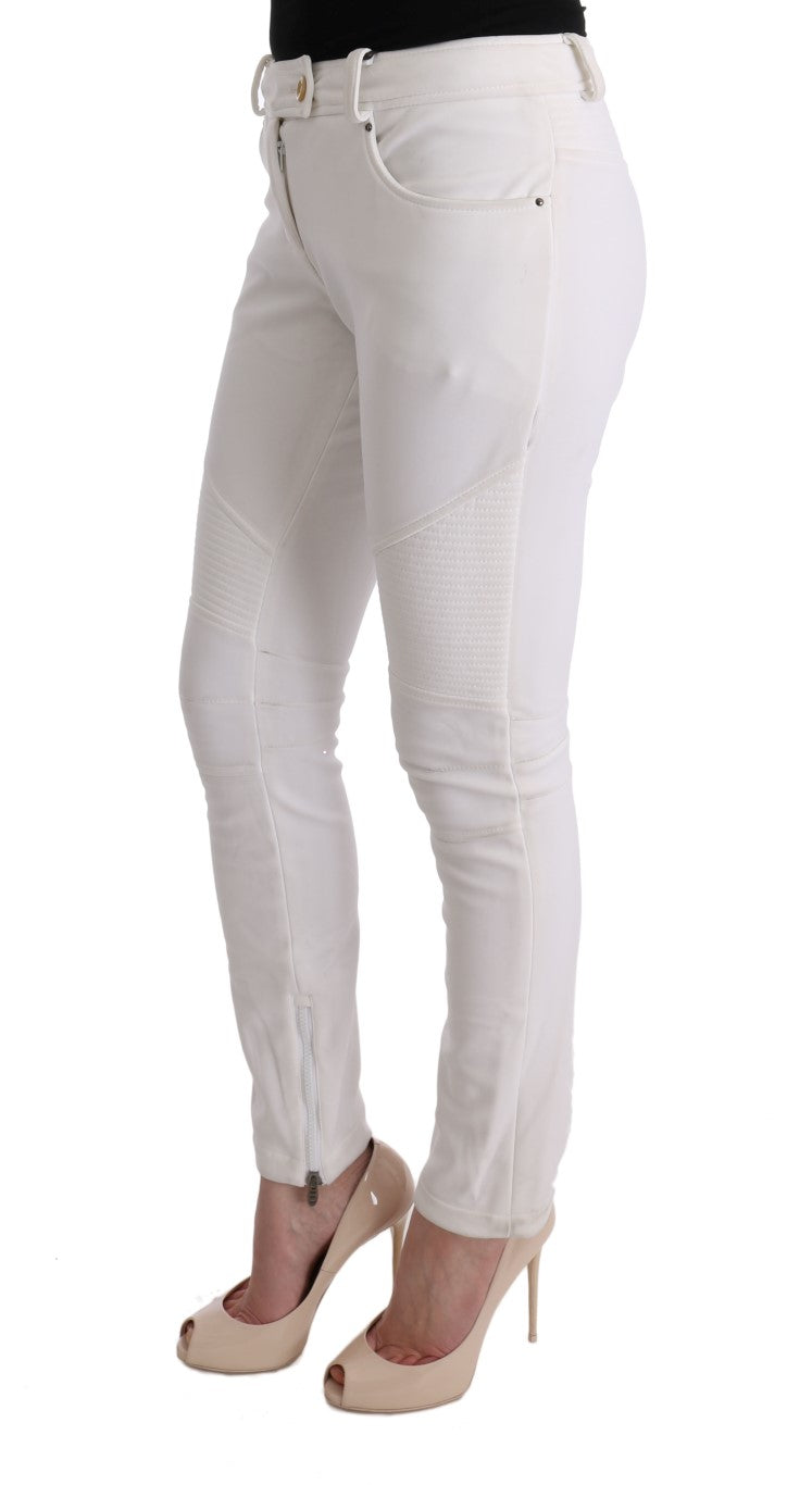  - Chic White Slim Fit Cotton Pants