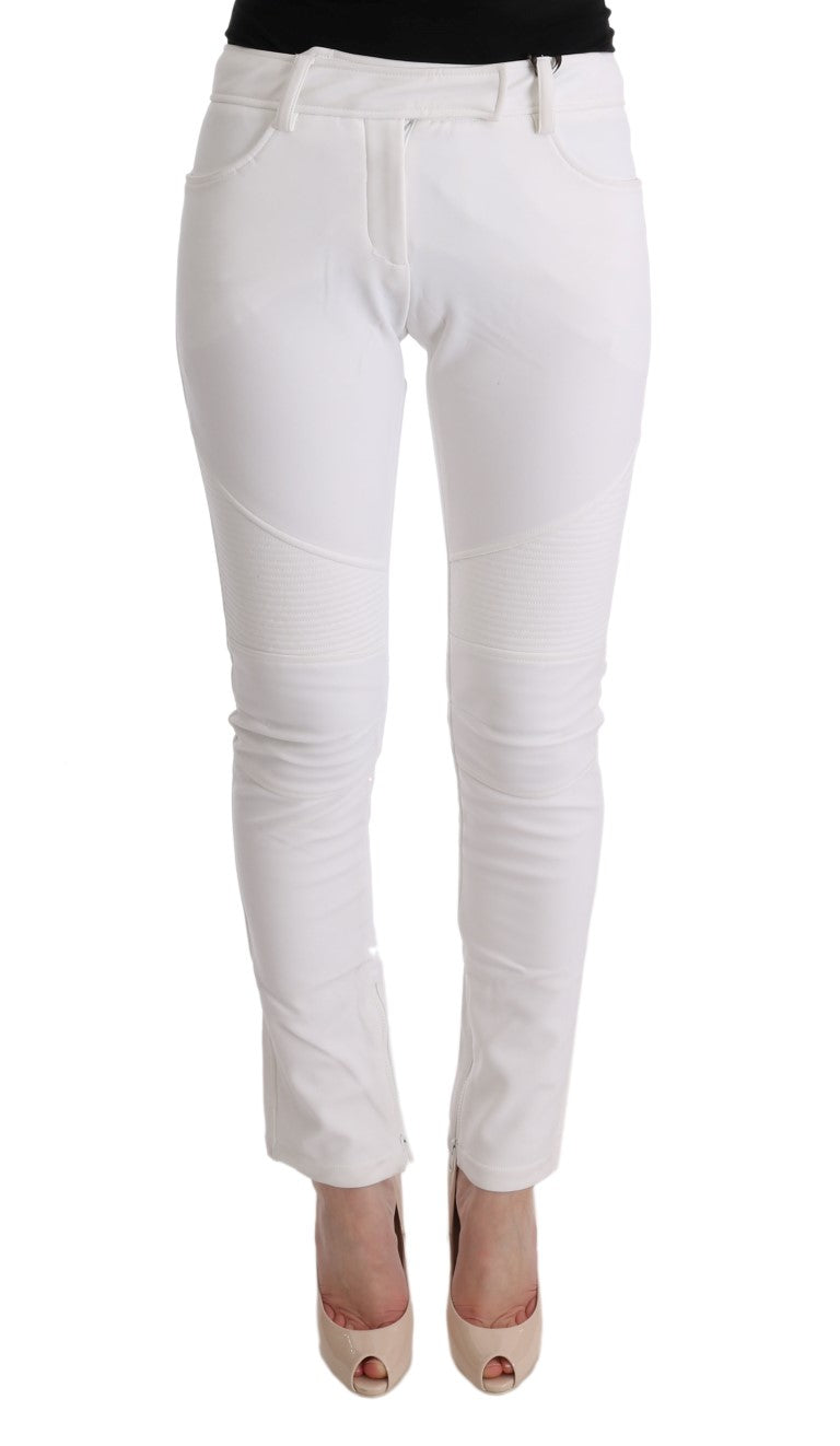  - Chic White Slim Fit Cotton Trousers