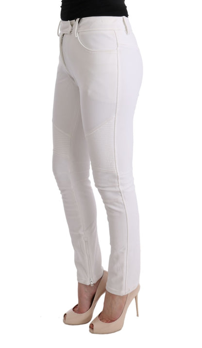  - Chic White Slim Fit Cotton Trousers