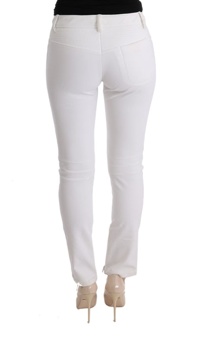  - Chic White Slim Fit Cotton Trousers