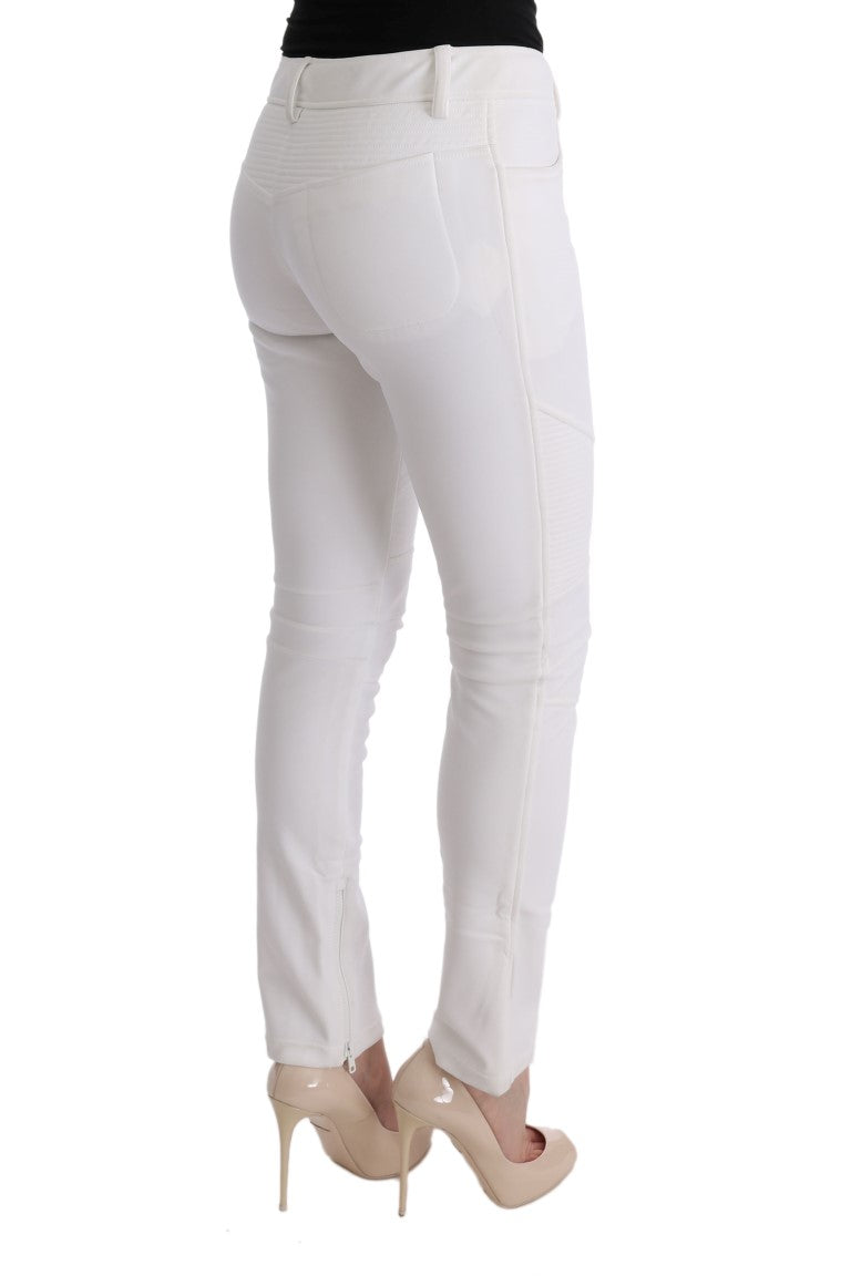  - Chic White Slim Fit Cotton Trousers