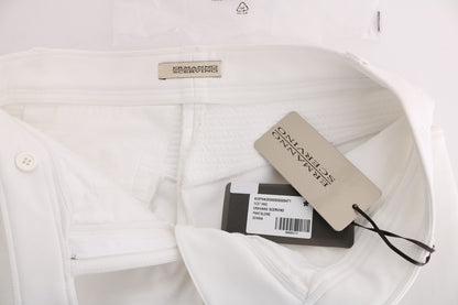  - Chic White Slim Fit Cotton Trousers