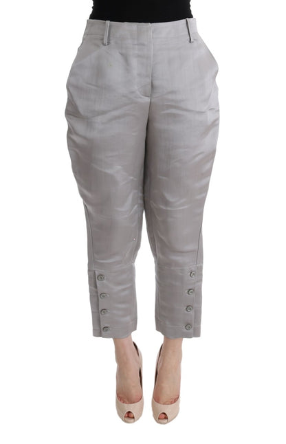  - Chic Gray Cropped Silk Pants