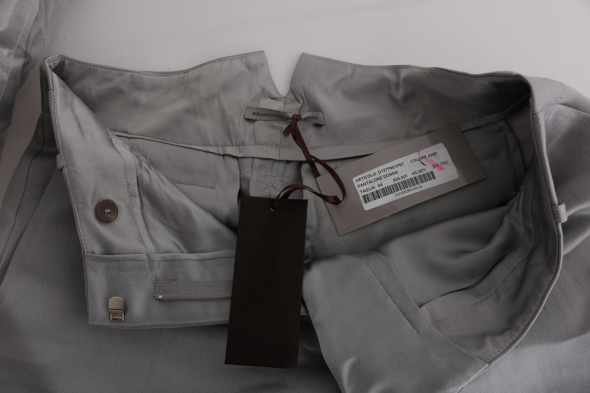  - Chic Gray Cropped Silk Pants