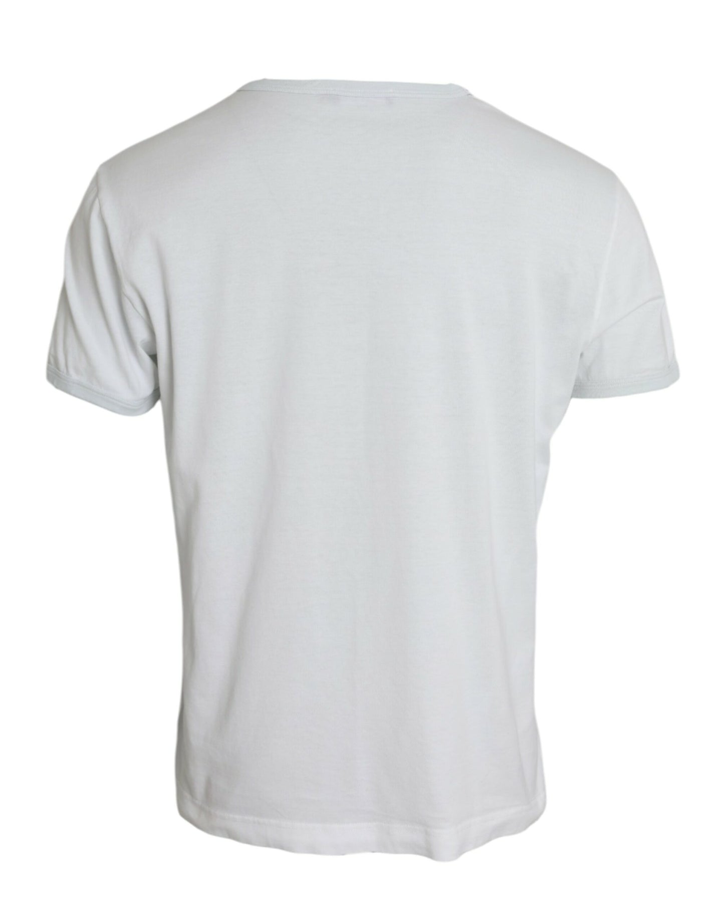  - White Cotton Round Neck Short Sleeve T-shirt