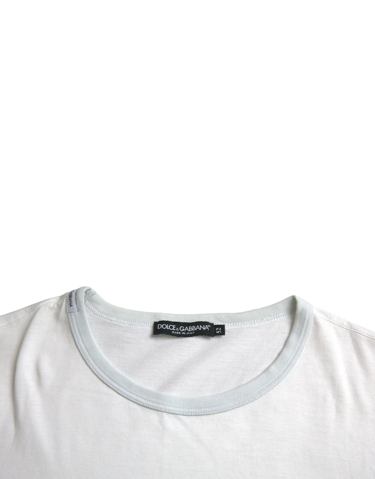  - White Cotton Round Neck Short Sleeve T-shirt