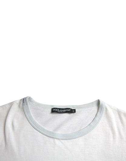  - White Cotton Round Neck Short Sleeve T-shirt