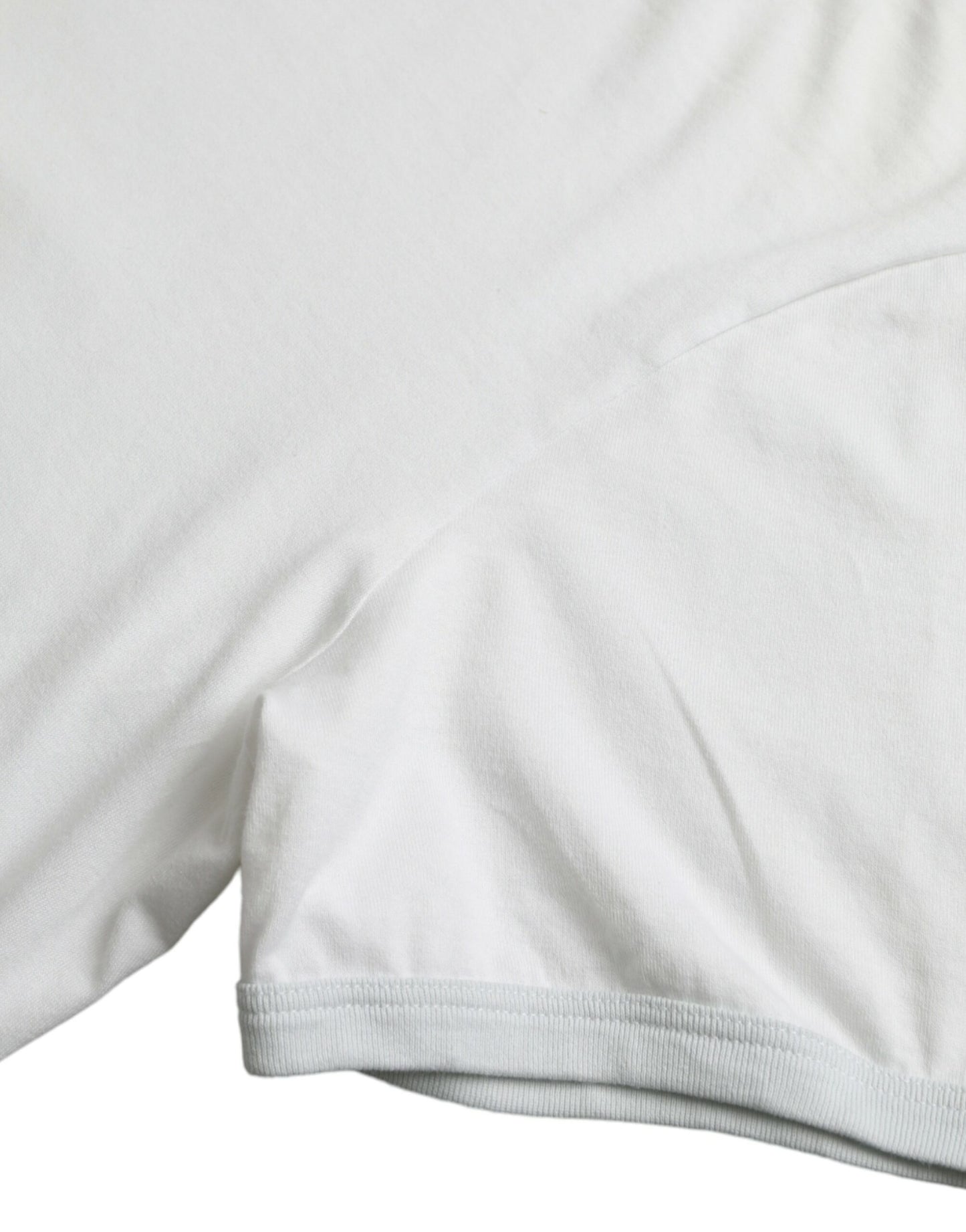  - White Cotton Round Neck Short Sleeve T-shirt