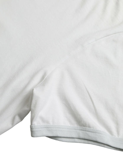  - White Cotton Round Neck Short Sleeve T-shirt