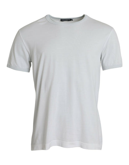  - White Cotton Round Neck Short Sleeve T-shirt