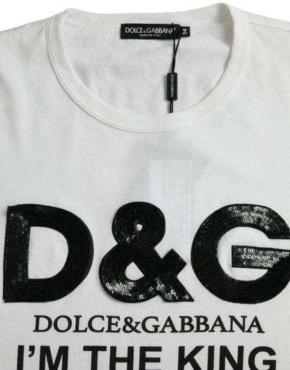  - White D&G King Print Cotton Crewneck T-shirt