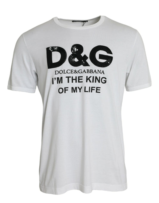  - White D&G King Print Cotton Crewneck T-shirt