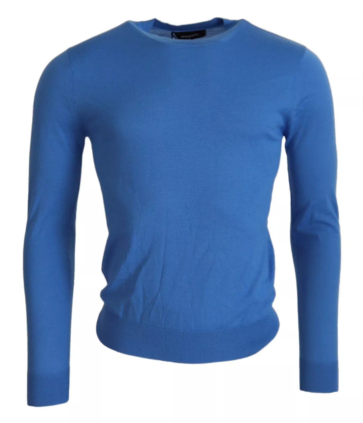  - Blue Wool Long Sleeves Crewneck Pullover Sweater